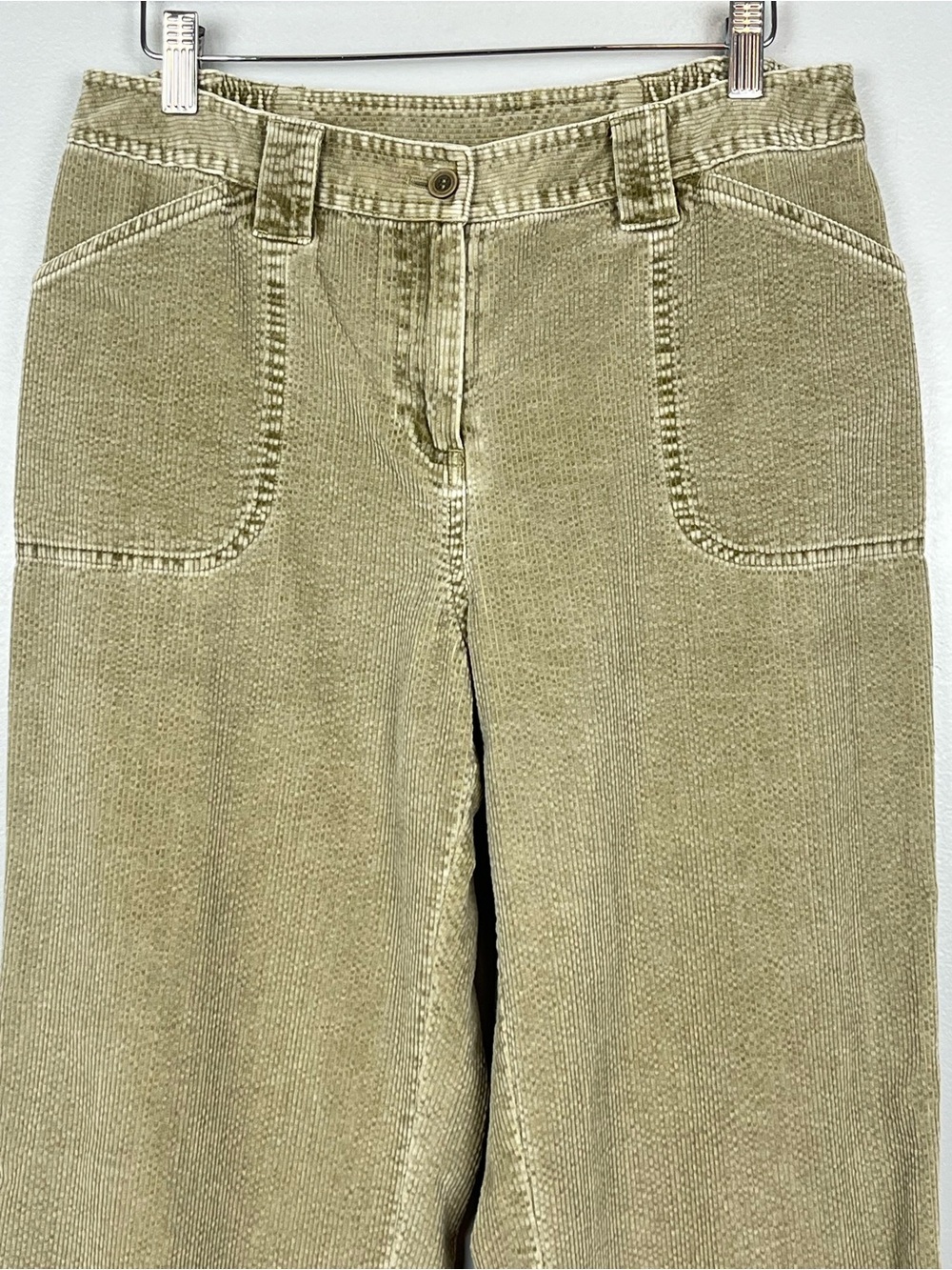 J.Jill green 100% cotton embroidered beaded corduroy straight leg pants, 10P. - Picture 3 of 10